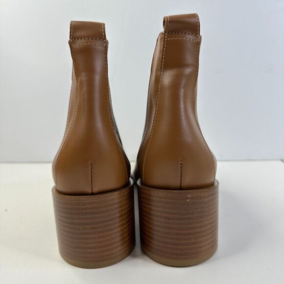 Everlane The Heel Ankle Boot Leather Block Heel Cognac Brown Women 10.5 NWOB - Picture 4 of 12